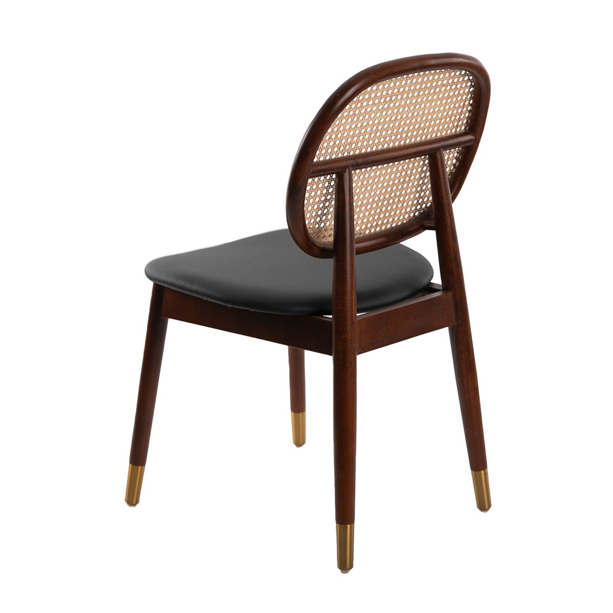 Chaise en rotin et similicuir noyer | noir, ANGEL CERDA