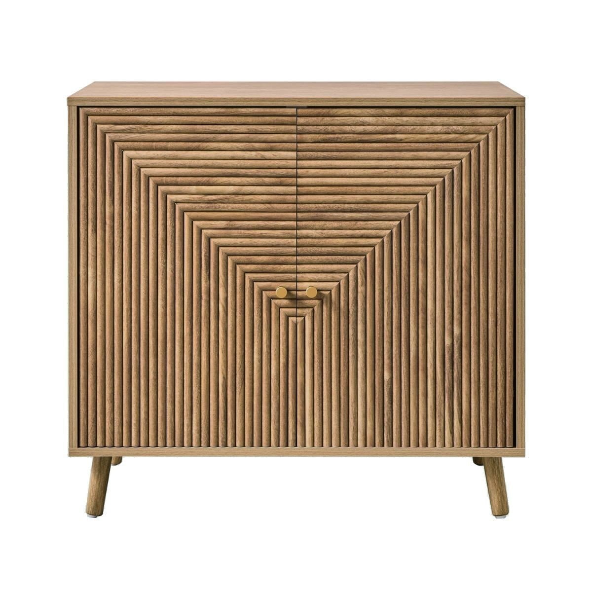 Buffet 2 portes effet lames L EDEN bois clair, CALICOSY