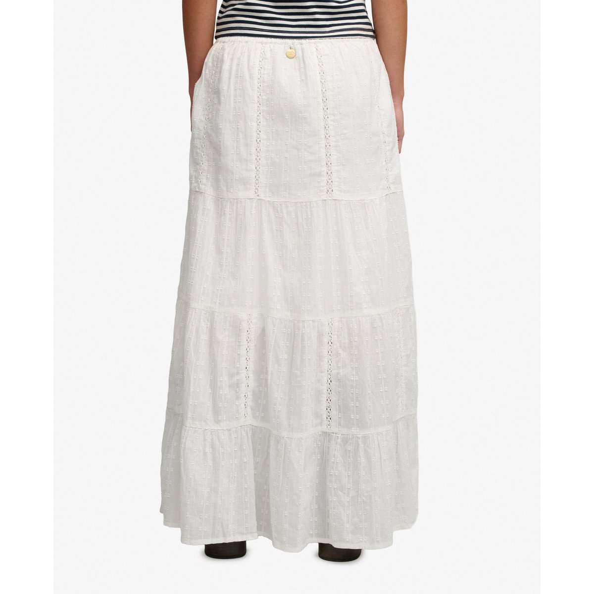 Jupe Longue à Volants blanc cassé os du désert, SUPERDRY