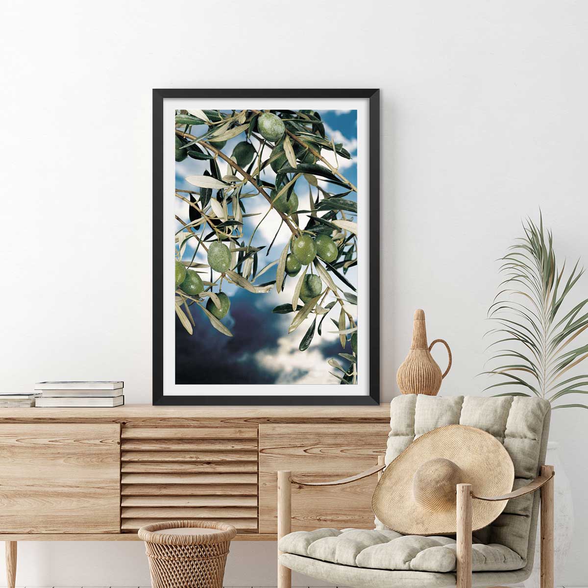 Poster kalamata, olivier grec affiche + cadre en bois - noir, HEXOA