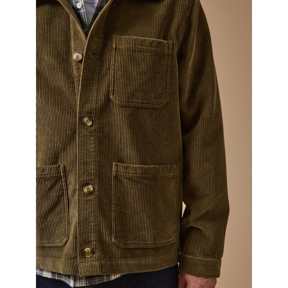 Veste worker velours côtelé kaki clair, CYRILLUS