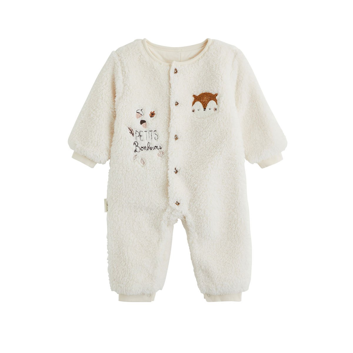 Surpyjama bébé en sherpa Caramel ecru, PETIT BEGUIN