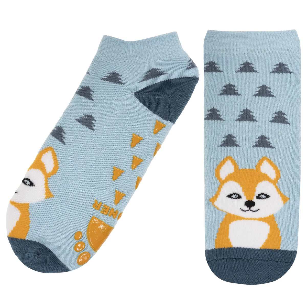Chaussettes anti-dérapantes coton, picots antidérapants bleu, ISOTONER