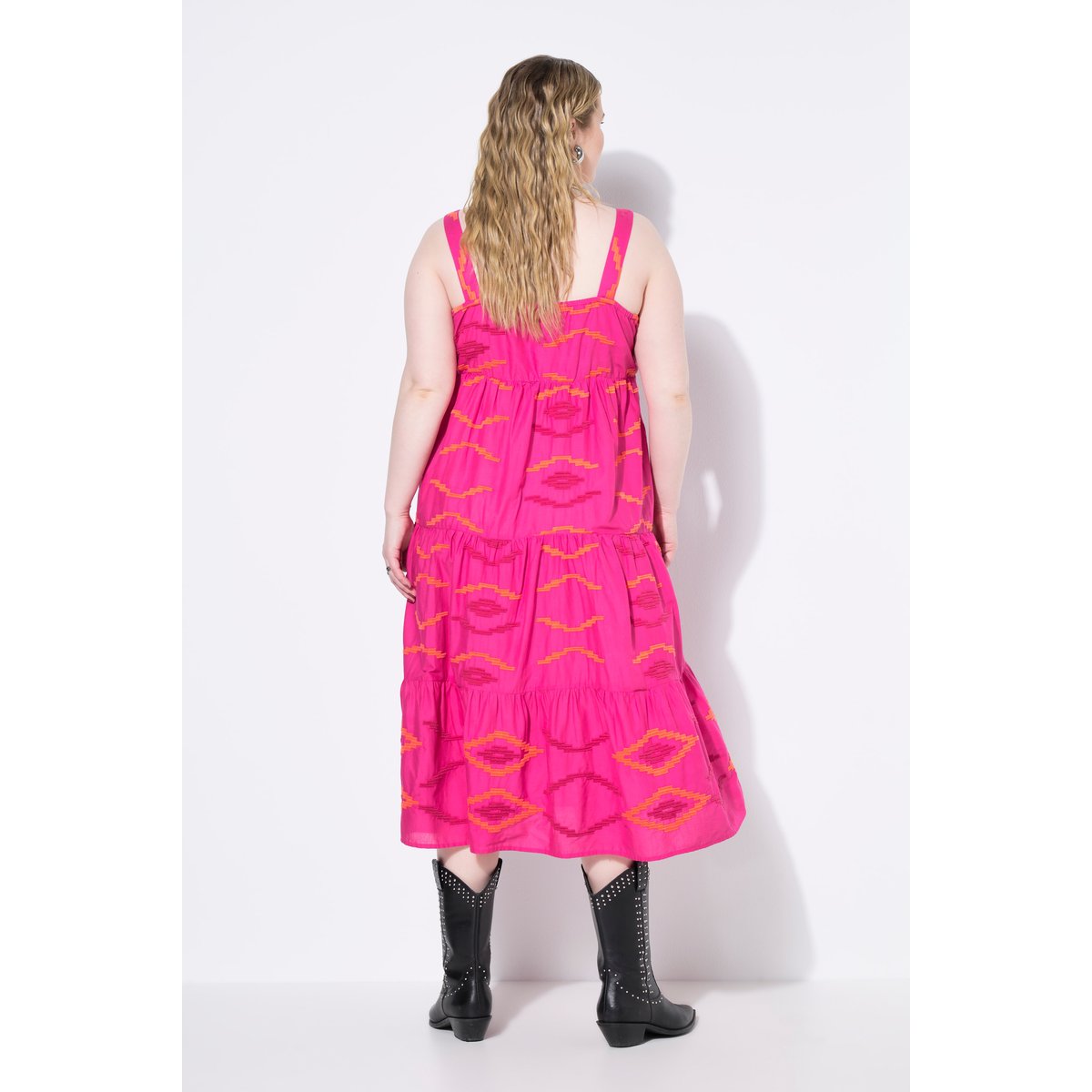 Robe midi à volants rose vif, STUDIO UNTOLD