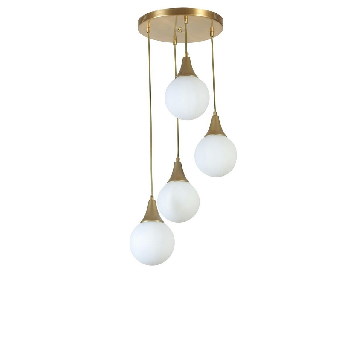 Suspension dorée moderne 4 globes SIERRE blanc, PIER IMPORT