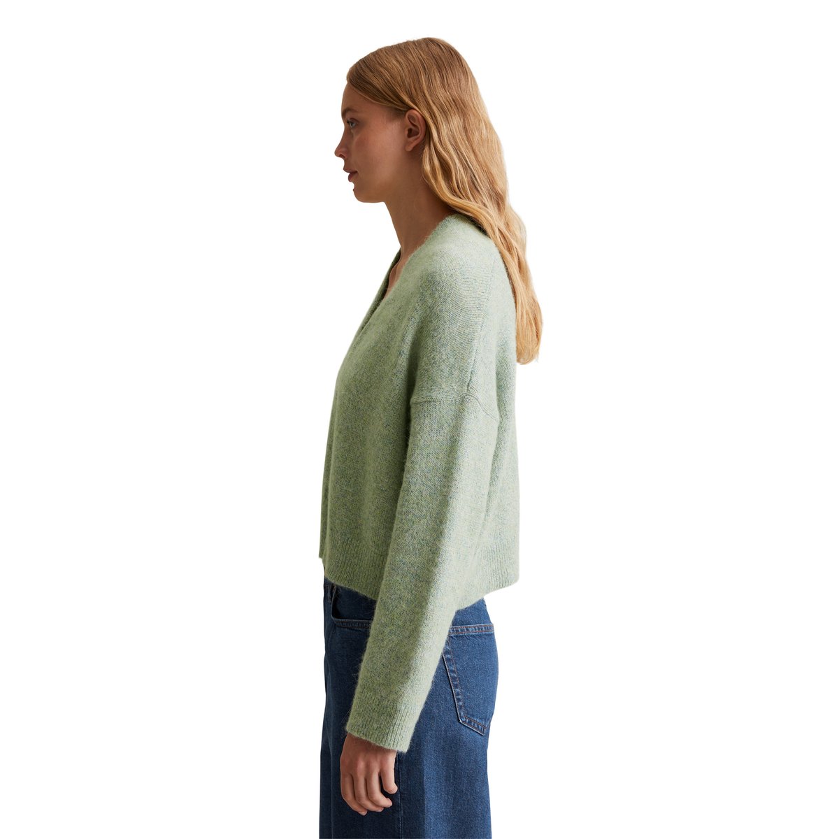 Cardigan loose en fil de coton multicolore vert, MARC O’POLO DENIM