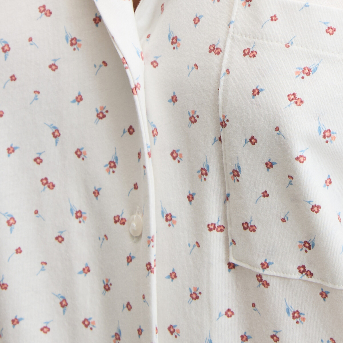 Jersey-Pyjama mit langen Ärmeln, Blumendruck ecru blumendruck, LA REDOUTE COLLECTIONS