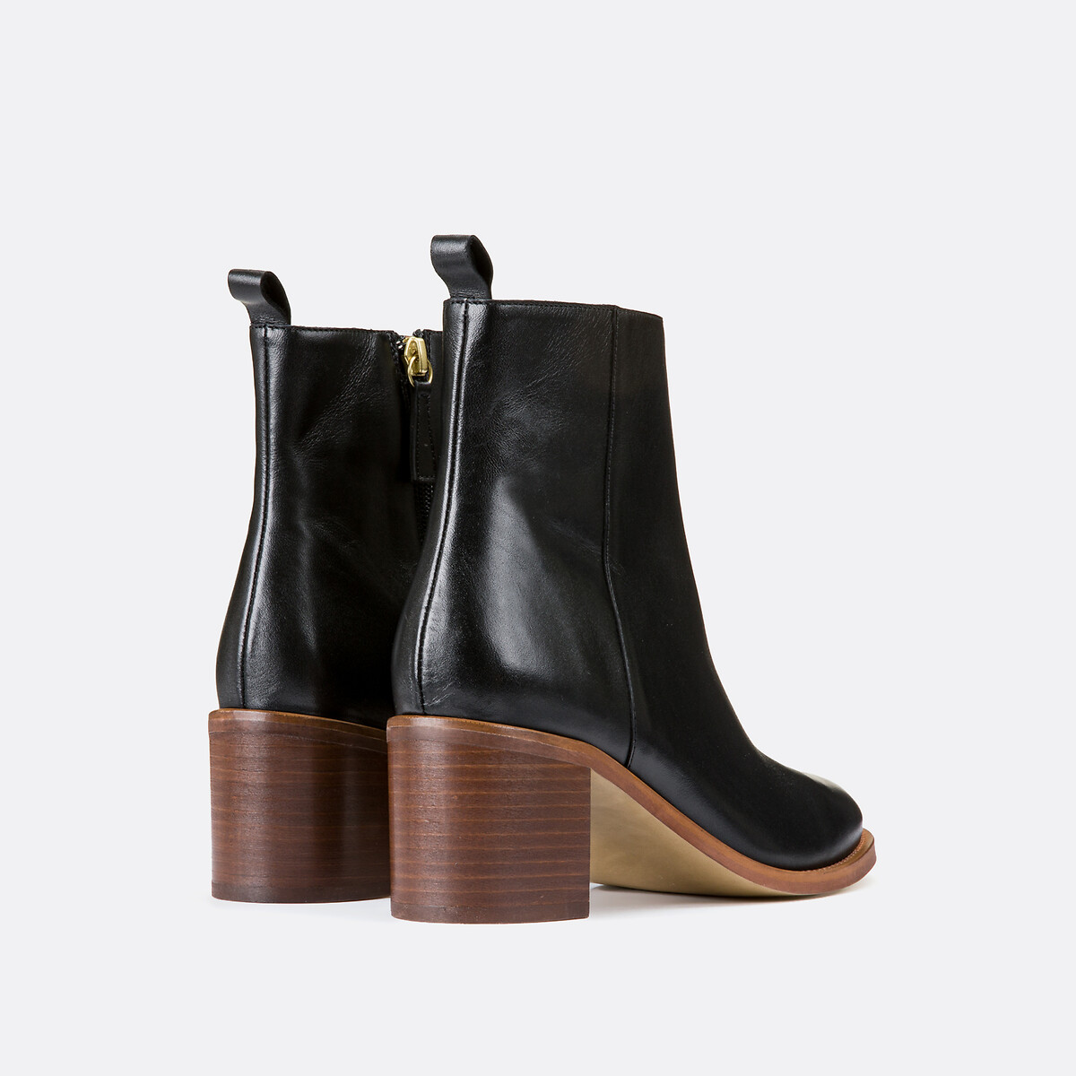 Boots à talon, en cuir lisse, Signature FAUSTINE noir, LA REDOUTE COLLECTIONS