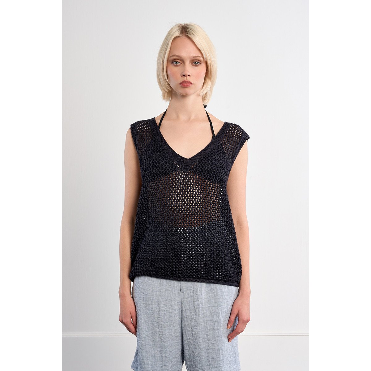 Pull en maille sans manches navy blue, LILI SIDONIO