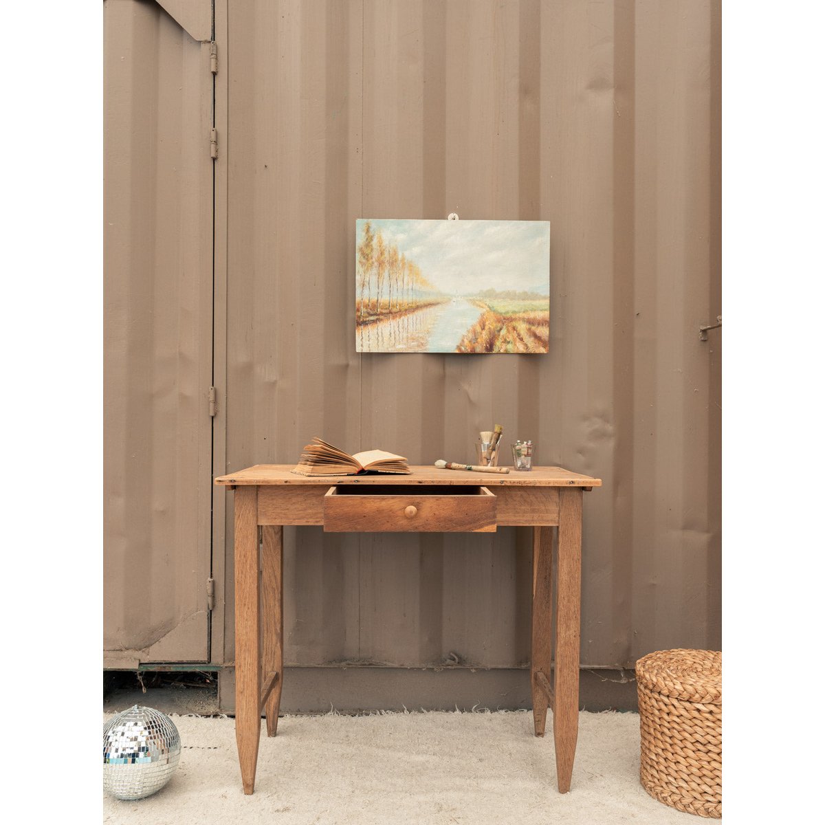 Bureau en chêne Edouard N°1086 - Bon état bois clair, DEBONGOUT