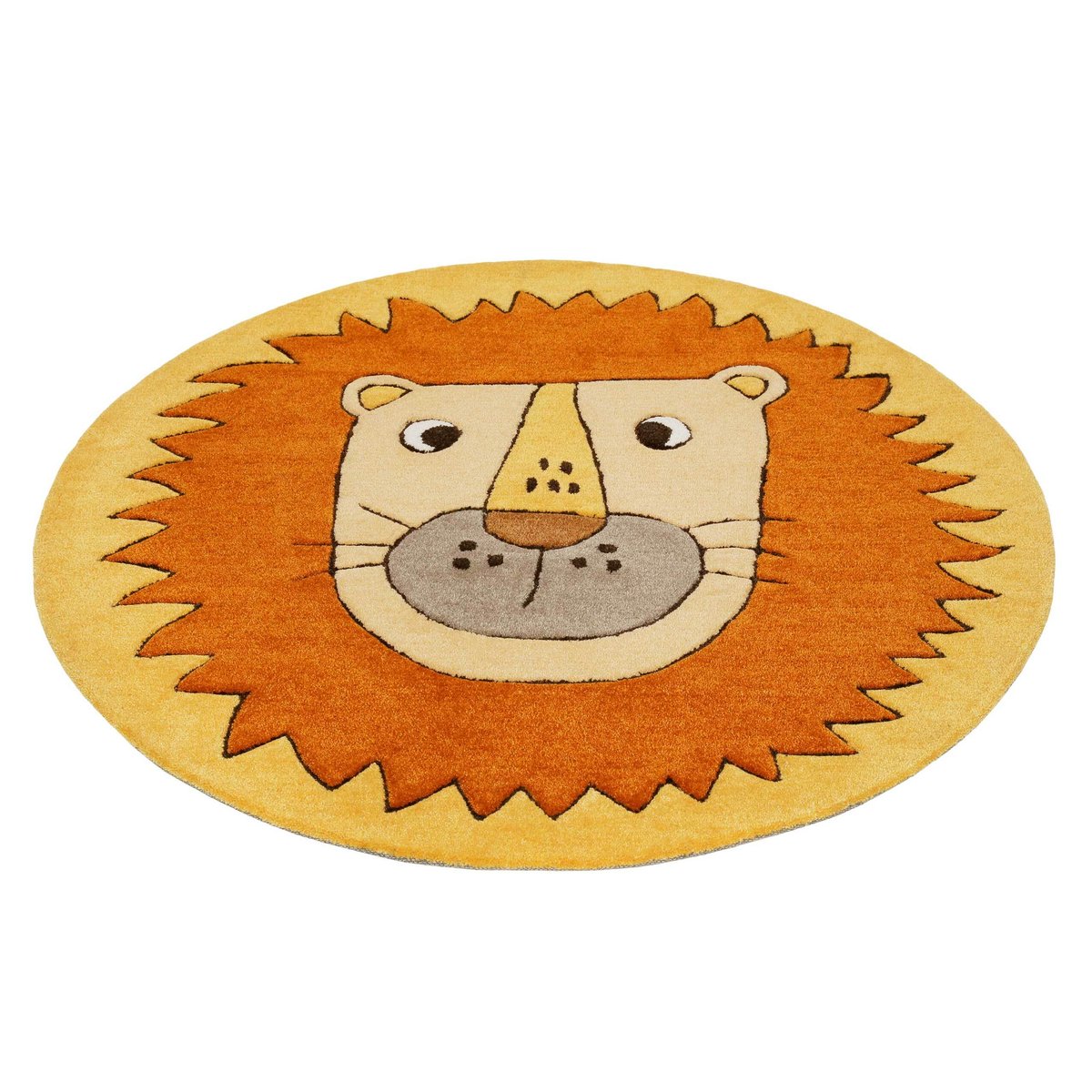 Tapis enfant rond motif lion , LINUS orange, SMART KIDS