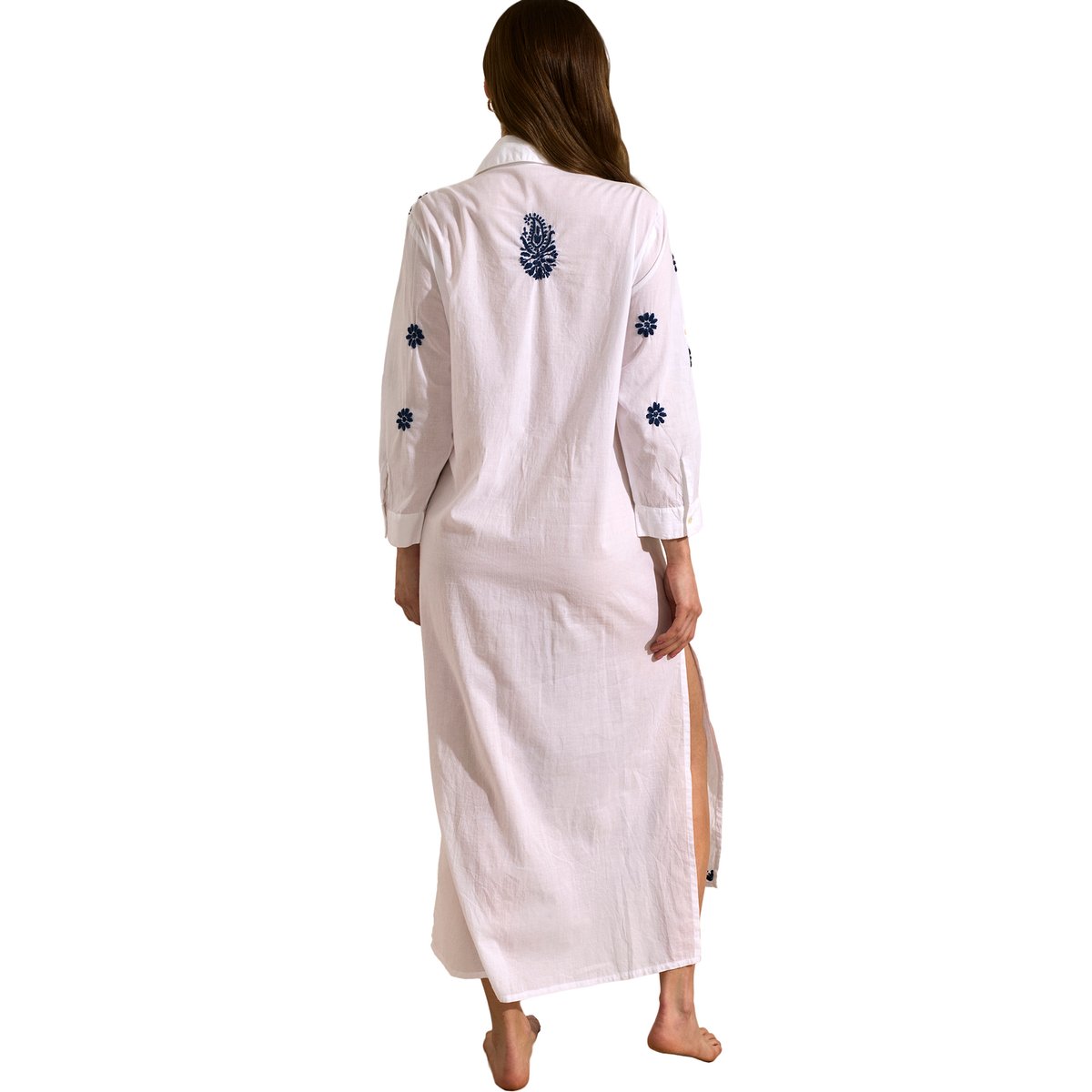 Robe longue de plage manches trois-quarts COMPLEMENTOS bleu marine, SELMARK MARE