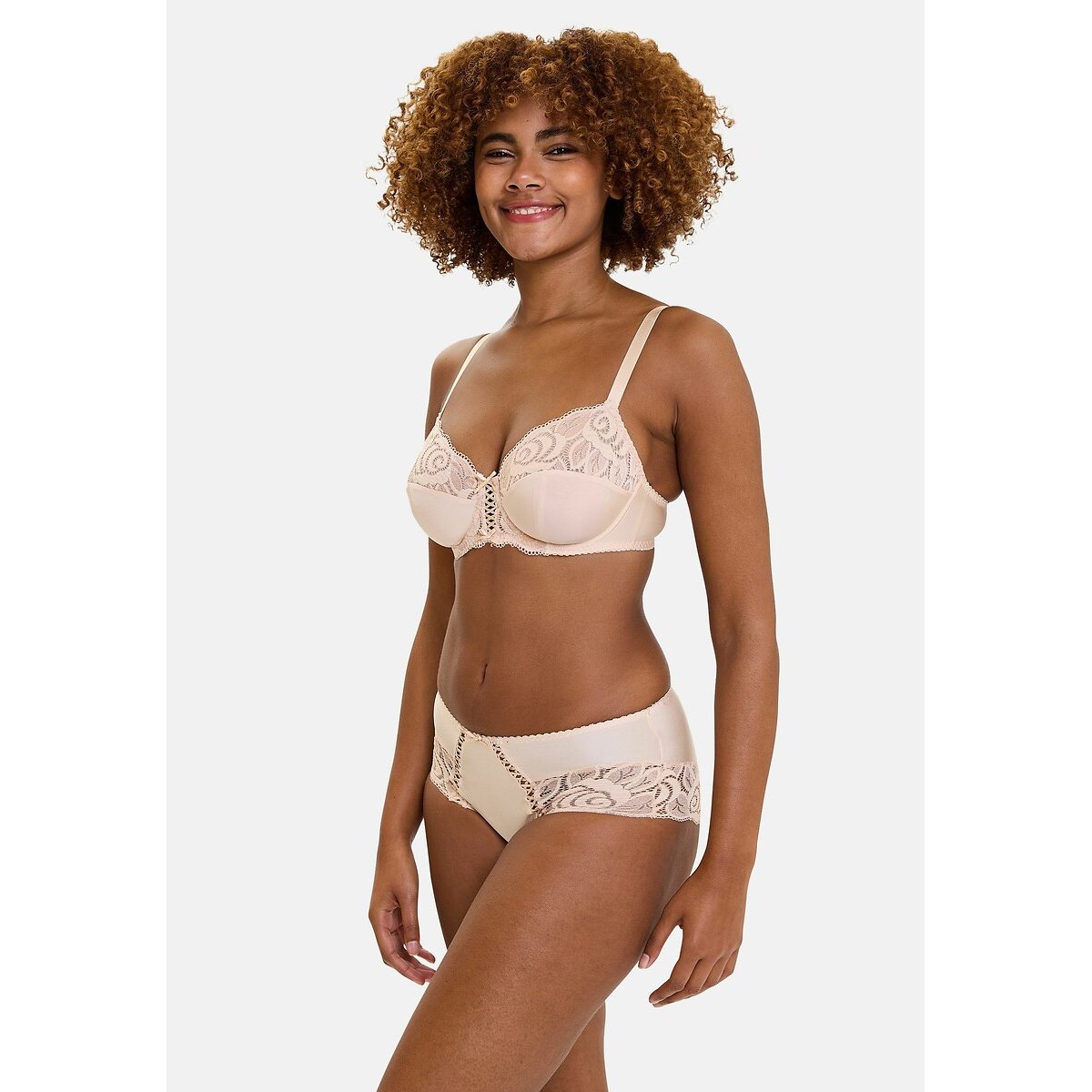 Hipster van microvezel en kant Amélie beige   , SANS COMPLEXE