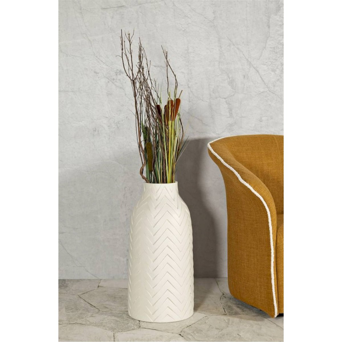 Vase texturé motif chevron MODERN crème, RECOLLECTION