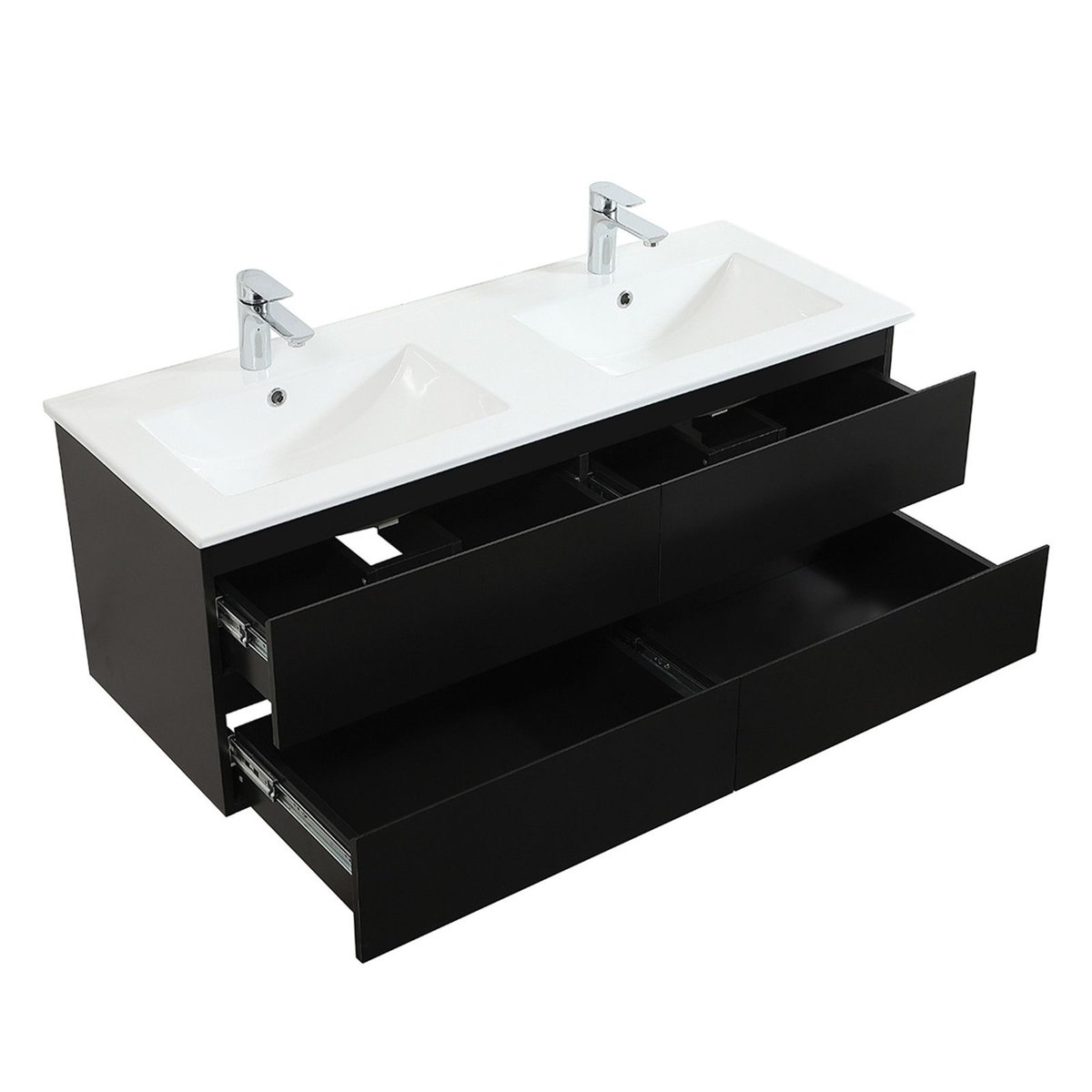 Meuble double +vasque +colonne SORRENTO noir, MOB IN