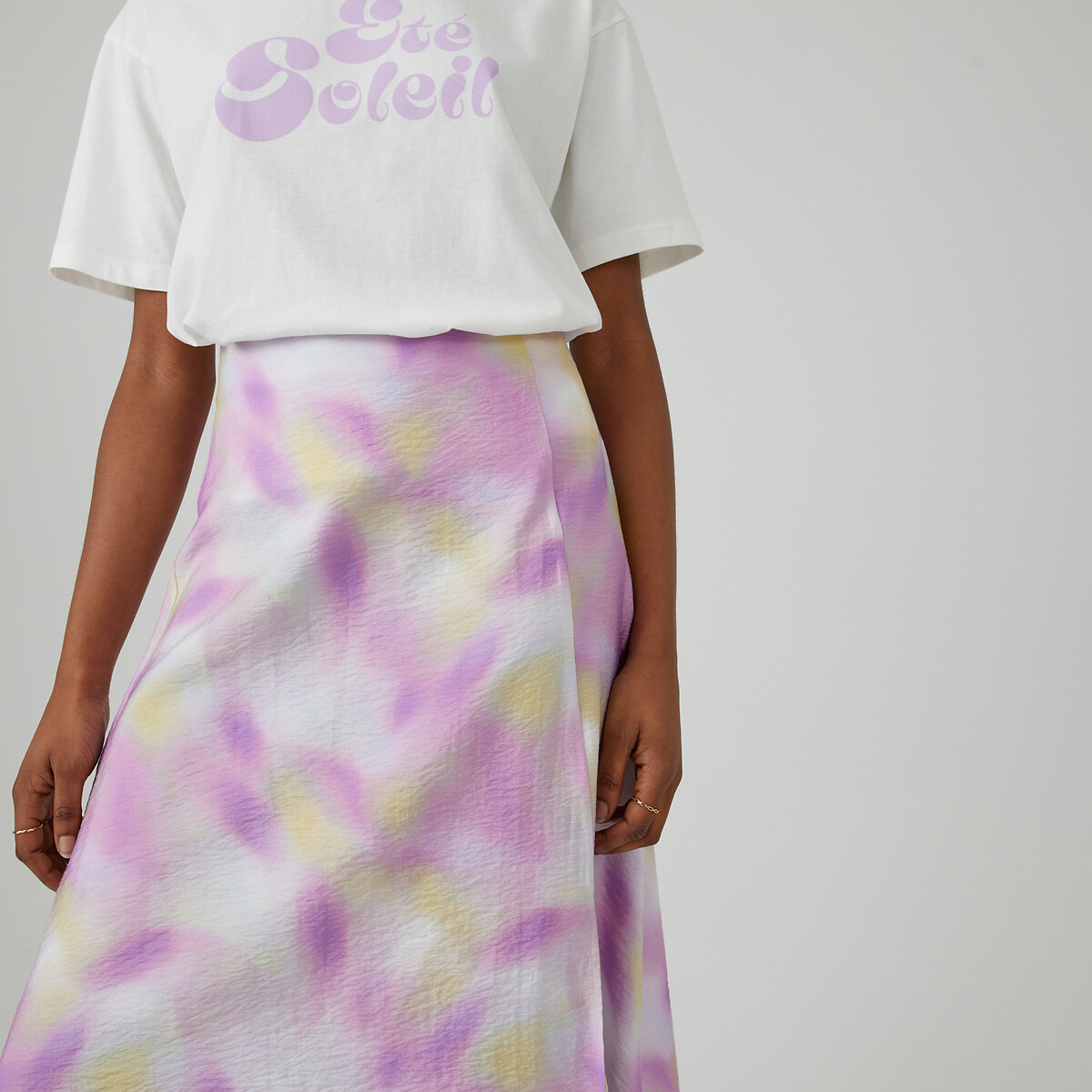Jupe imprimé tie and dye, longueur midi imprimé tie and dye, LA REDOUTE COLLECTIONS