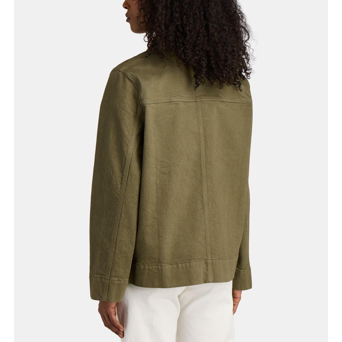 Veste lison droite en coton bio kaki, JODHPUR
