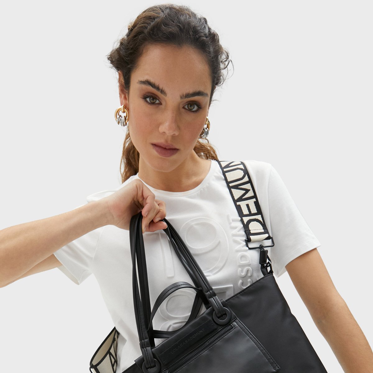 Sac cabas avec double poignée noir, LOLA CASADEMUNT