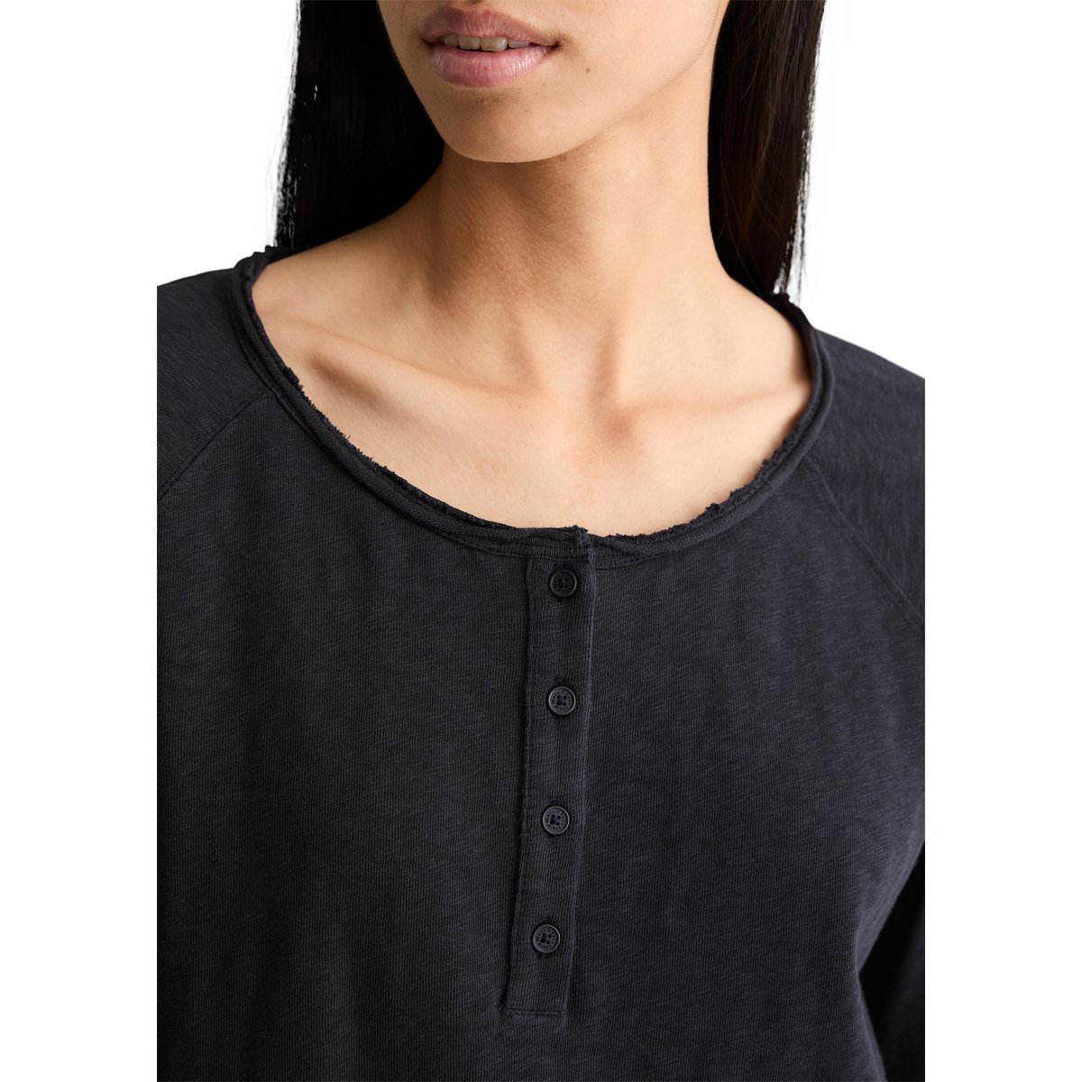 T-shirt long régulier en coton organique bleu foncé, MARC O’POLO DENIM