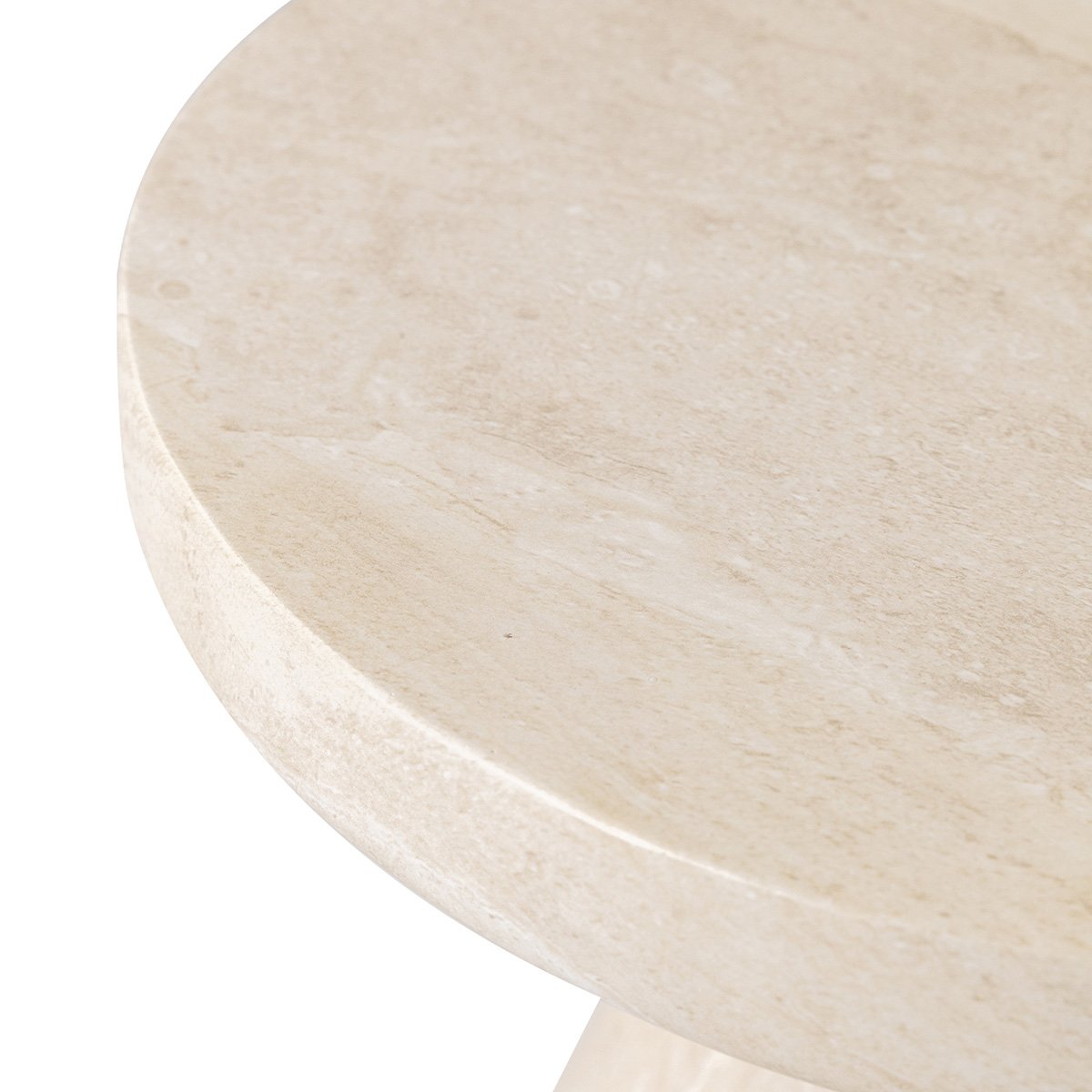 Table d'appoint ronde ø45cm - Effet travertin - SABBIA grège, MAISON AUBERTIN