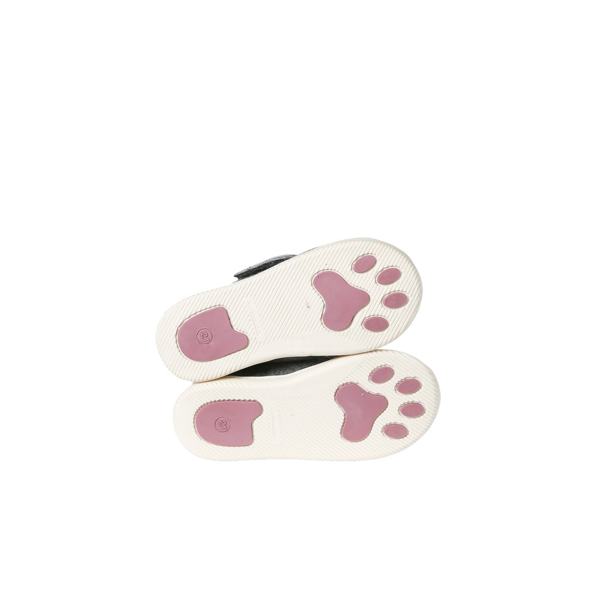 Chaussons scratchés bébé en feutre gris chiné, VERTBAUDET