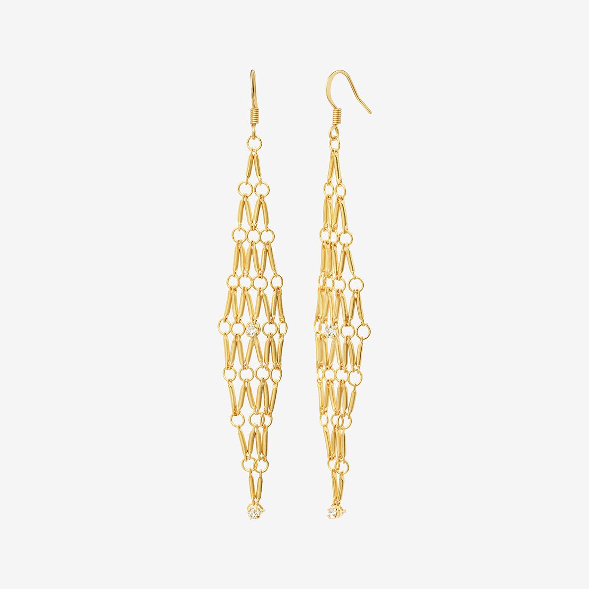 Boucles d'oreilles dorées cristal grand modele - barbara cristal blanc, CAROLINE NAJMAN