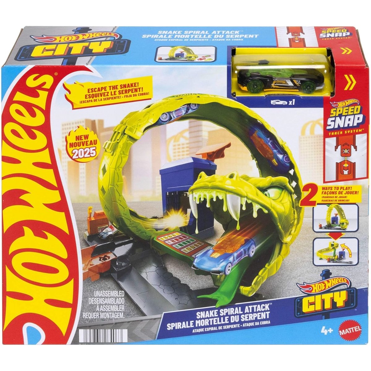 Hot Wheels Station-Service Serpent multicolore, MATTEL