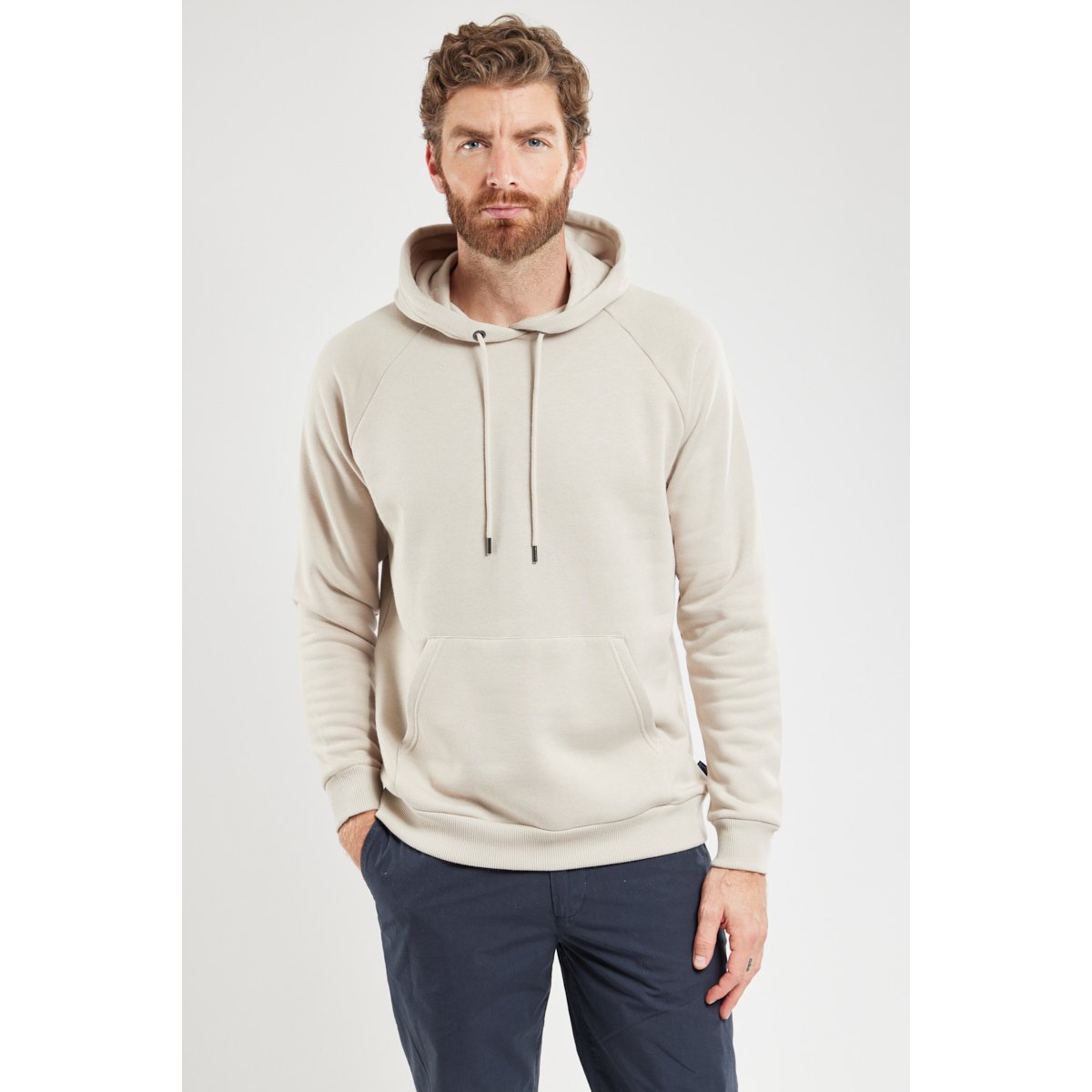 Sweat à capuche en coton bio TRISTANO argile, BERMUDES