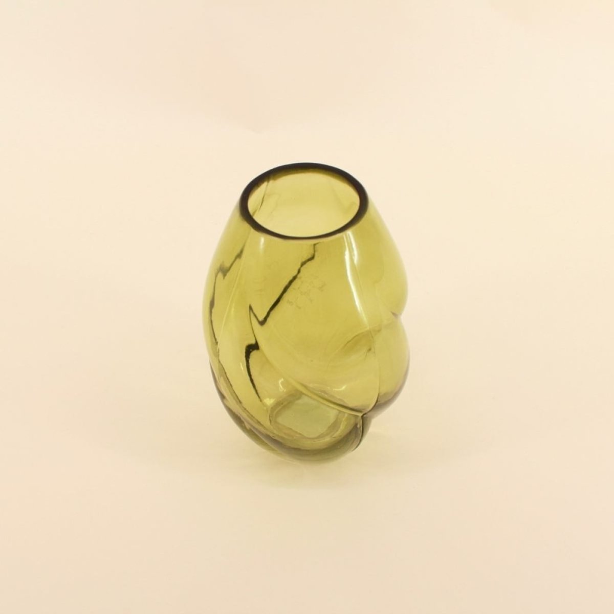 Vase en verre alvéolé, H22cm vert, ORNAMI