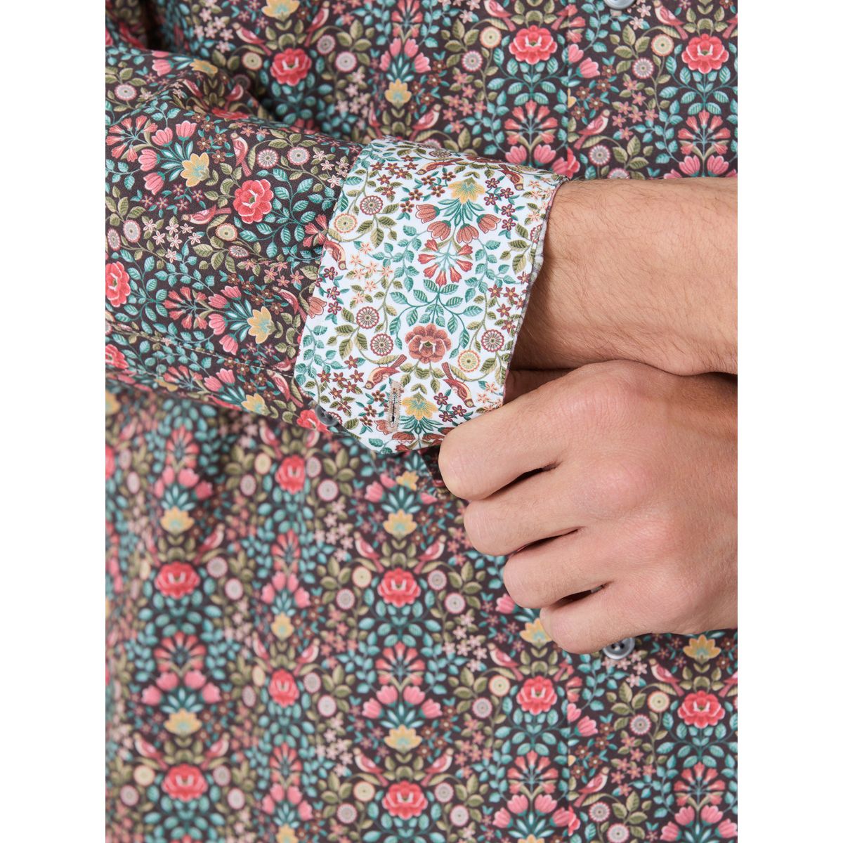 Chemise standard à manches longues marron motif floral, NEXT