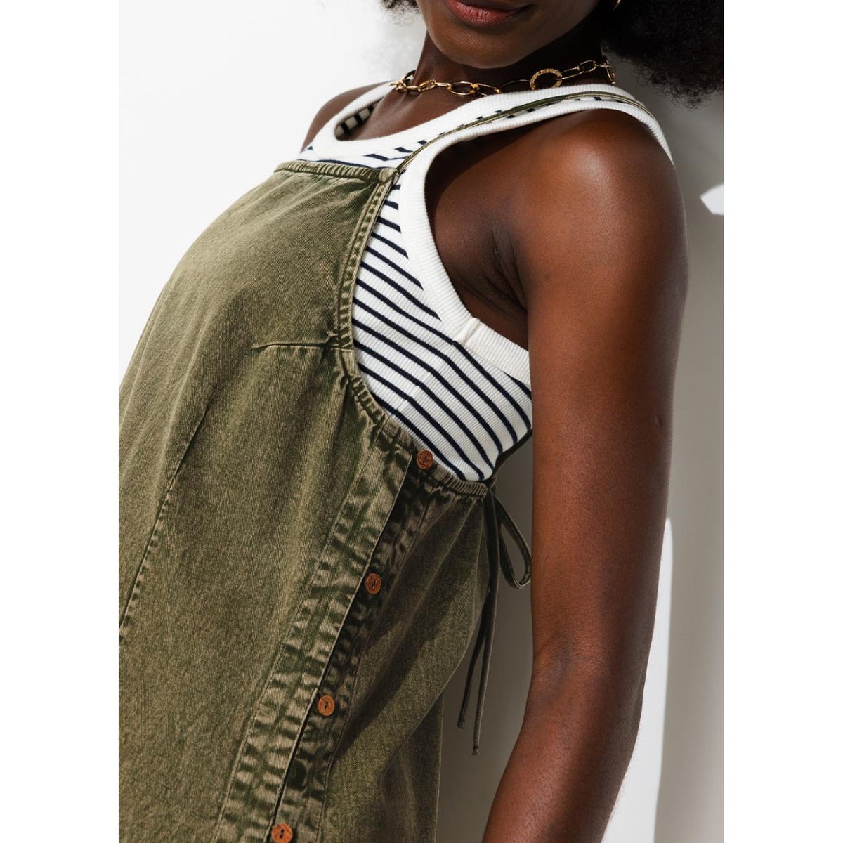 Robe courte en jean kaki, PROMOD