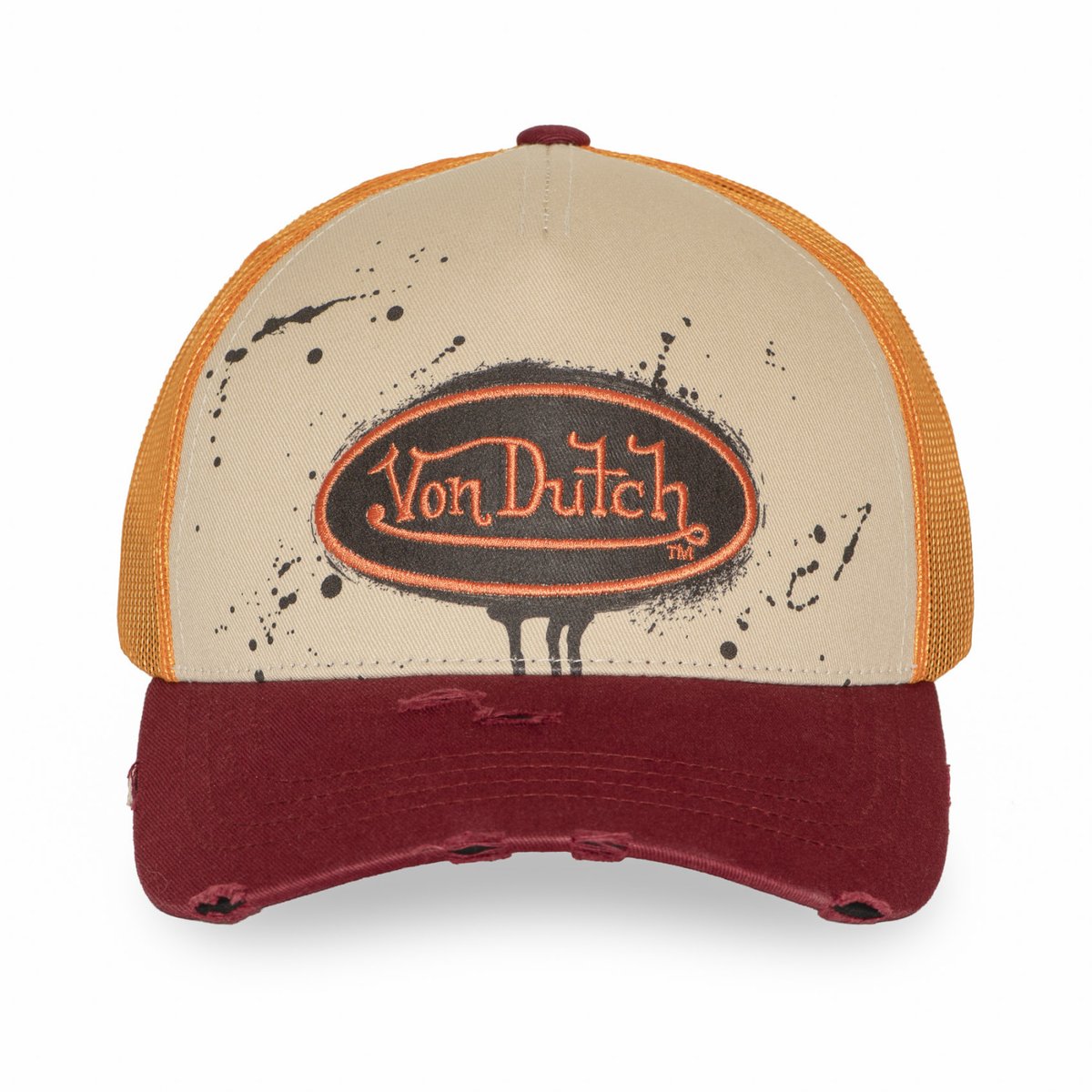 Casquette Trucker TAG beige/orange/bordeaux/noir, VON DUTCH