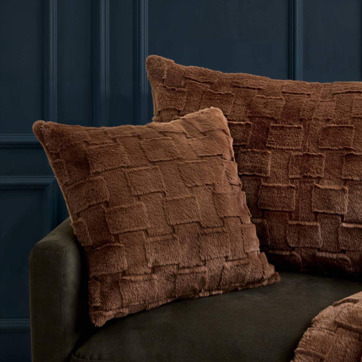 Coussin rectangulaire NALIA marron tonka, ATMOSPHERA
