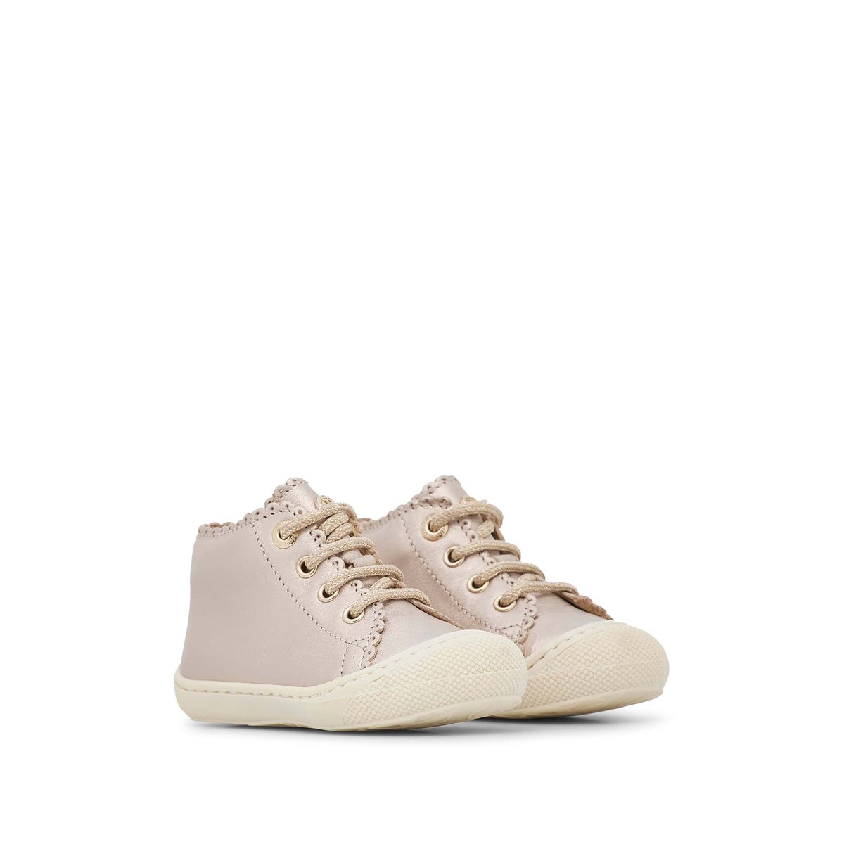 Chaussures premiers pas en cuir laminé COTTINS rose poudré, NATURINO