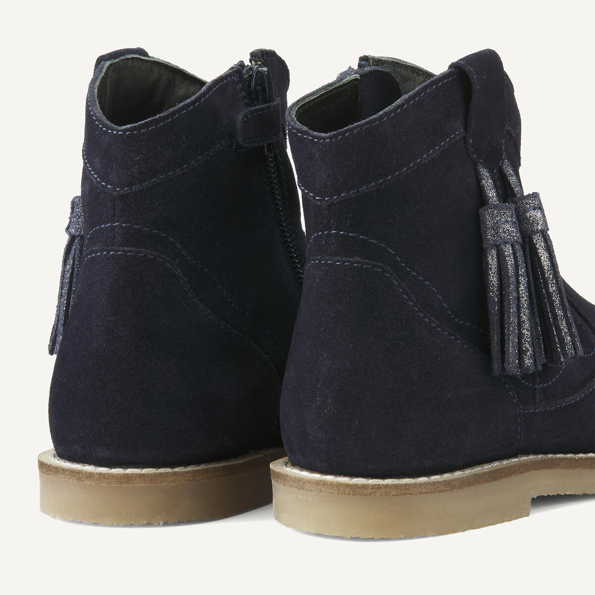 Kids Tassel Suede Ankle Boots navy blue, LA REDOUTE COLLECTIONS