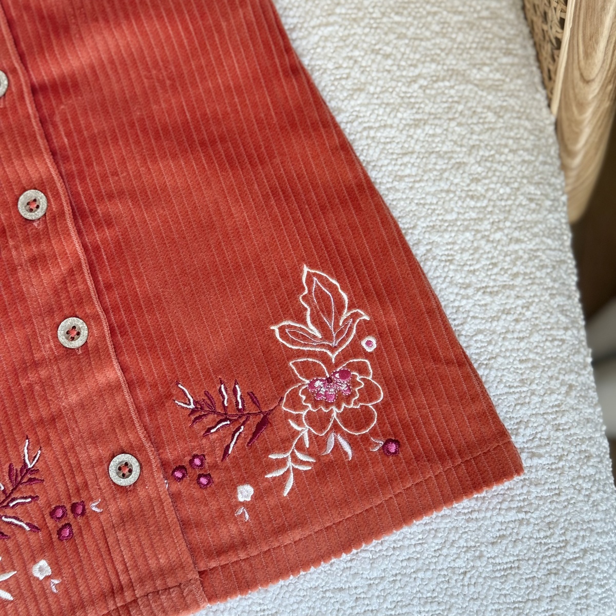 Robe enfant en velours côtelé Manouk orange, PETIT BEGUIN