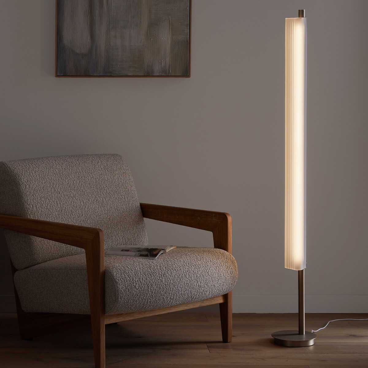 Lampadaire verre sablé, STROZZI champagne, AM.PM X EMMANUEL GALLINA