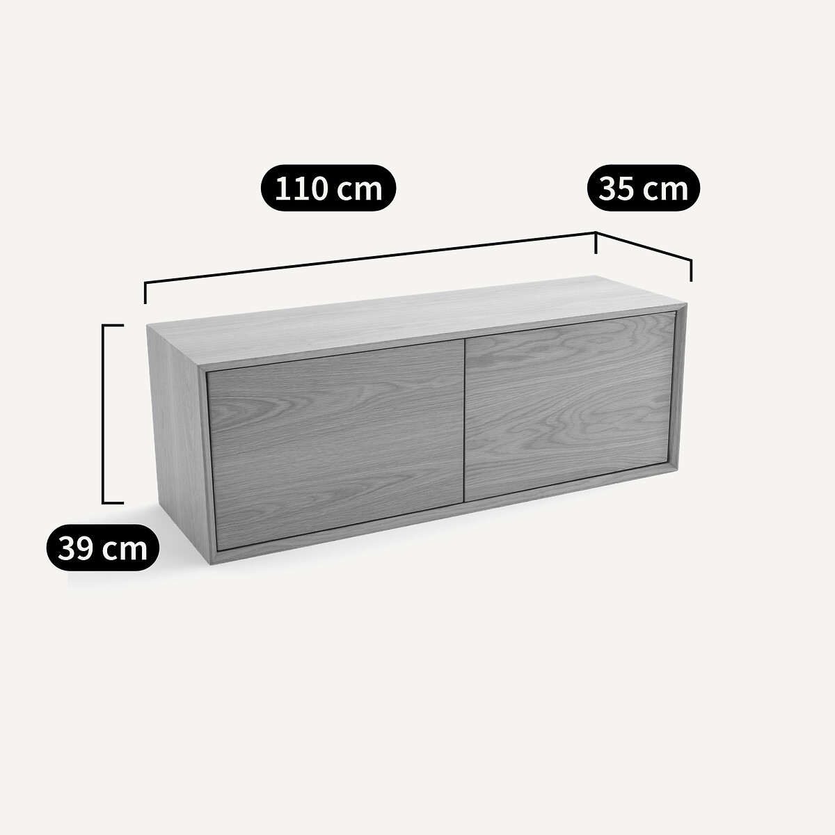 Contenitore impiallacciato in rovere L110 x P35 cm Archivita quercia naturale, AM.PM