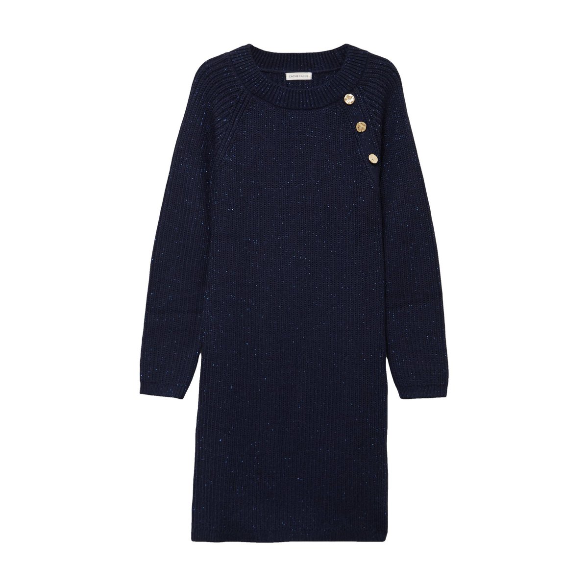 Robe pull détails de boutons bleu marine, CACHE CACHE