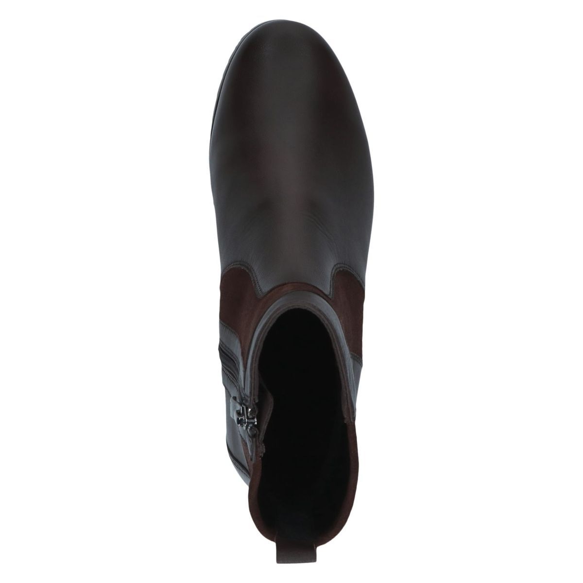 Bottine talon bloc marron foncé combiné, CAPRICE