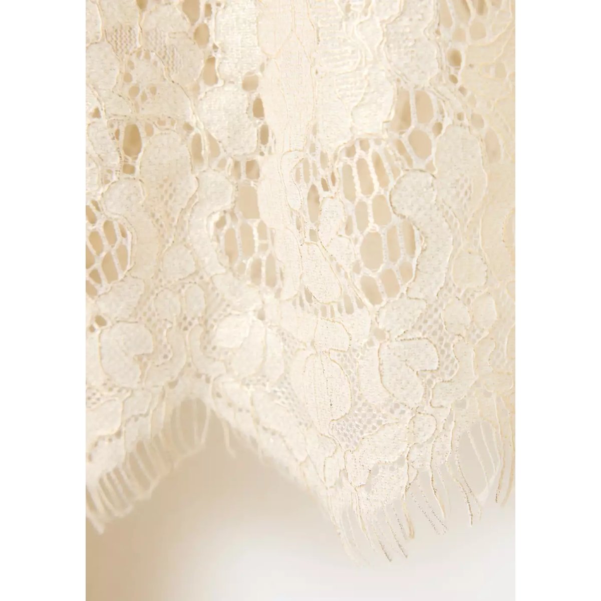 Blouse dentelle fleurie écru, MANGO