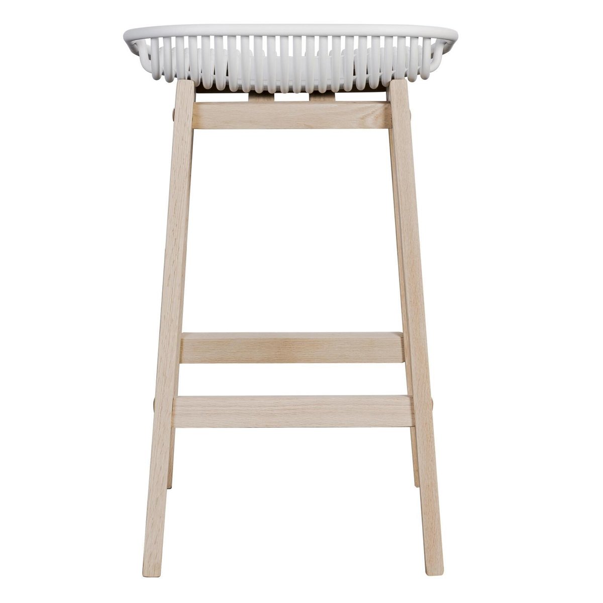 Lot de chaises d'îlot et bar en chêne et assise plastique 65cm MALMO | Lot de 8 blanc, MOB IN