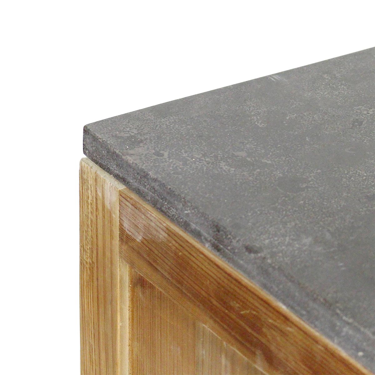 Meuble bas de cuisine en bois recyclé et pierre bleue CHAMPÊTRE bois clair, MADE IN MEUBLES