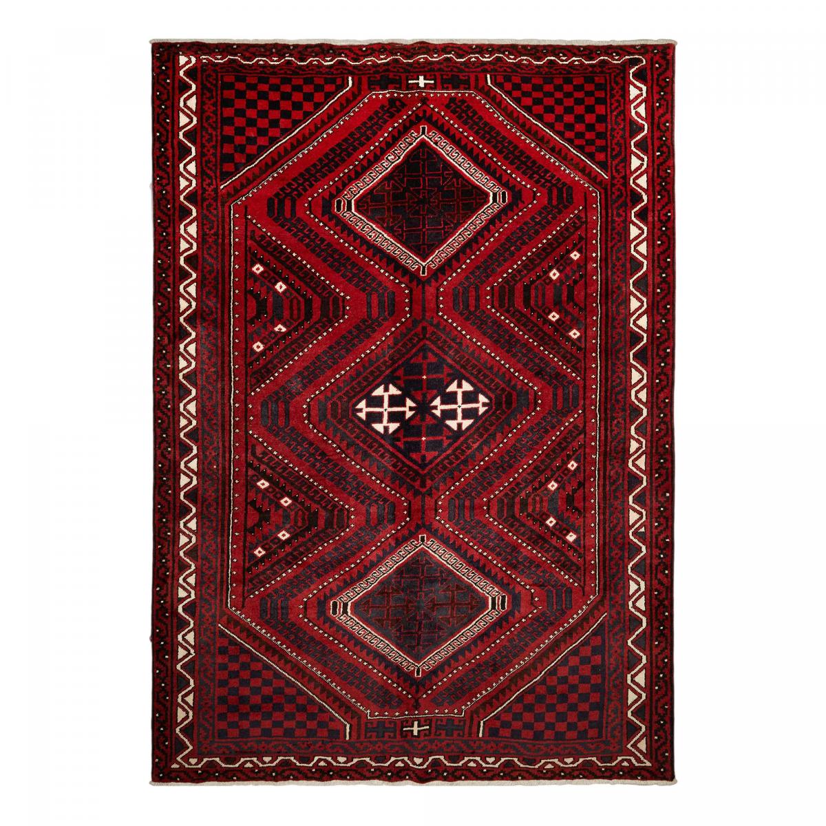 Tapis d'orient au motif oriental, noué main en laine, LORI 2 rouge, crème, noir, UN AMOUR DE TAPIS