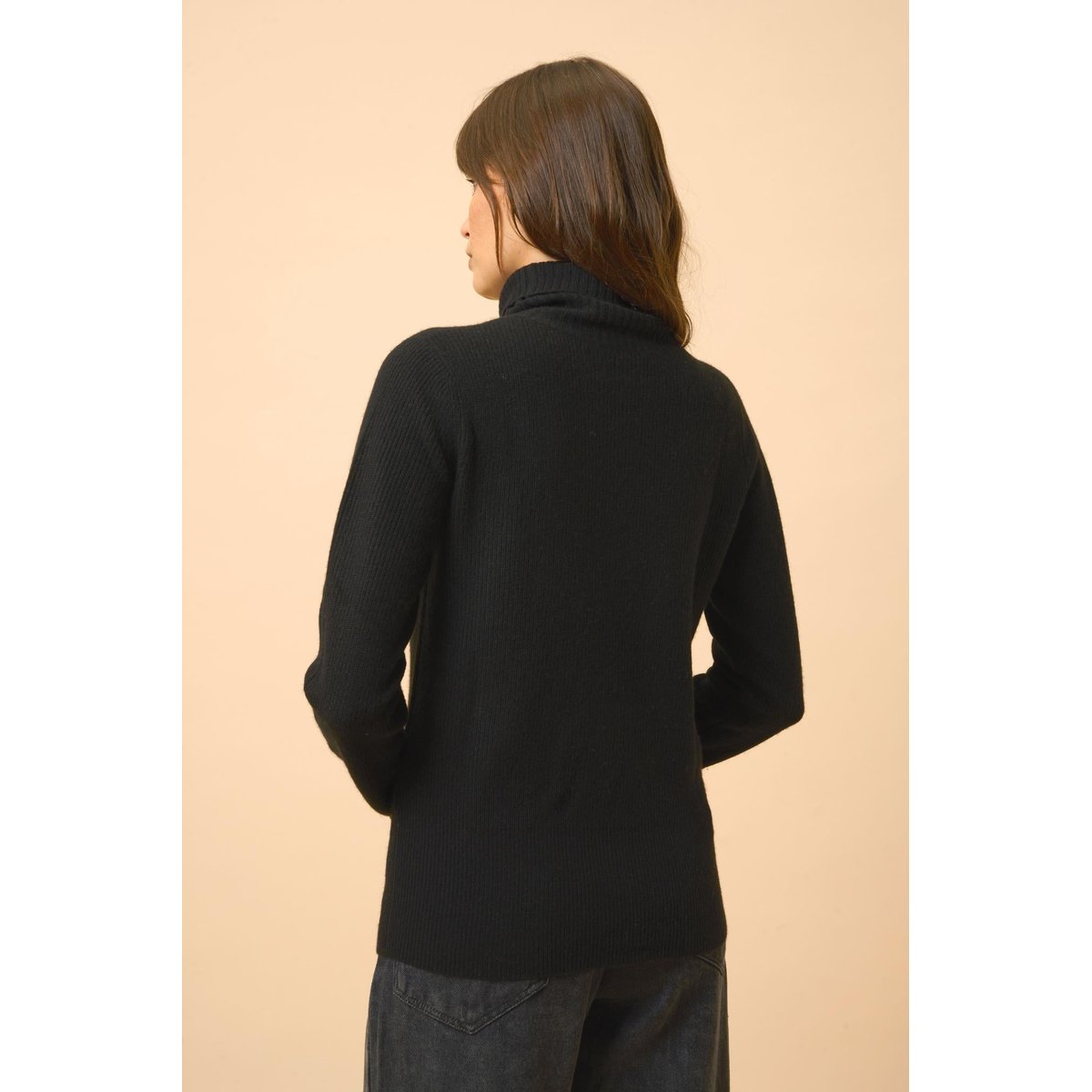 Pull Col Roulé Noir Billy noir, JUST CASHMERE