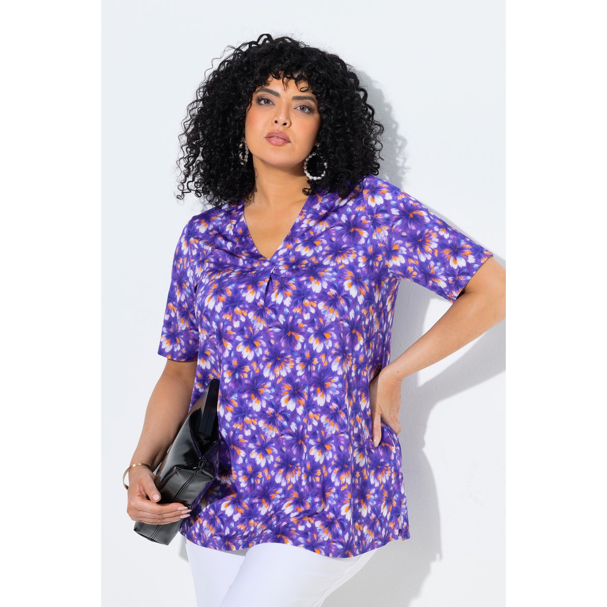 T-shirt au tombé fluide ultra violet, ULLA POPKEN