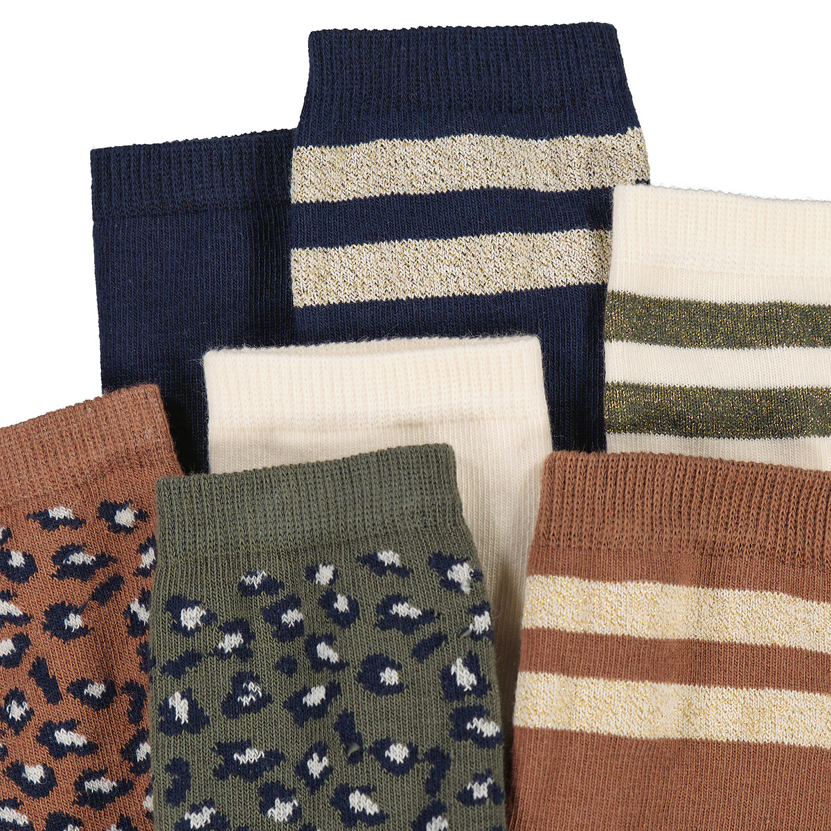 Lot 7 paires de chaussettes, rayures et léopard multicolore, LA REDOUTE COLLECTIONS