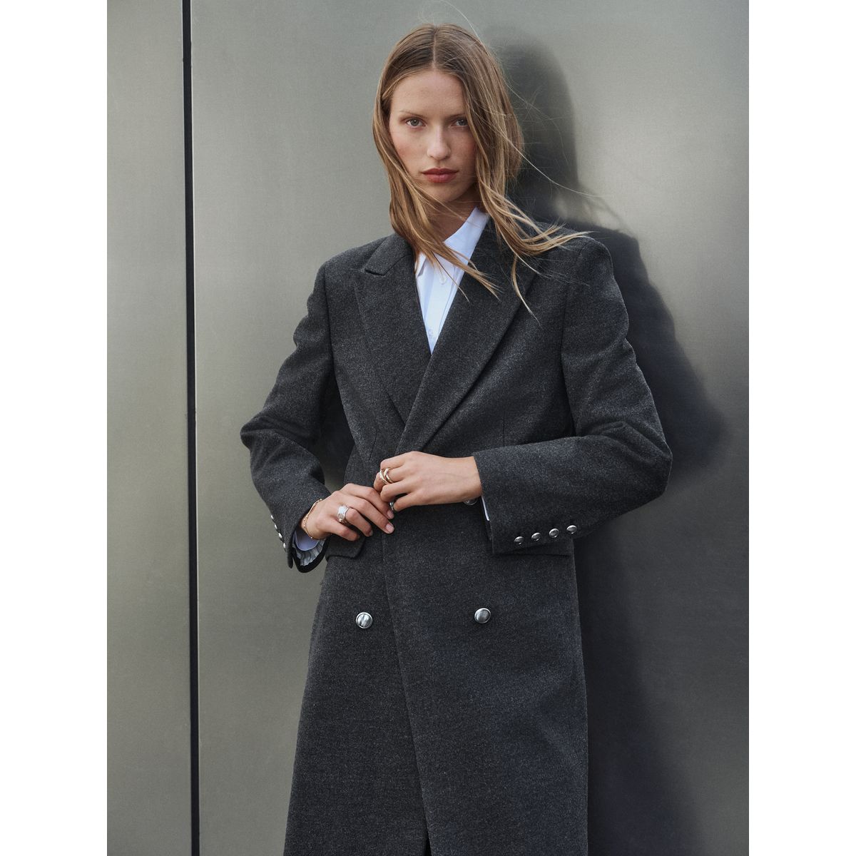 Manteau avec col à revers gris anthracite, NEXT