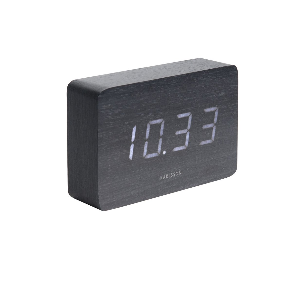 Horloge Réveil En Bois Square noir, PRESENT TIME
