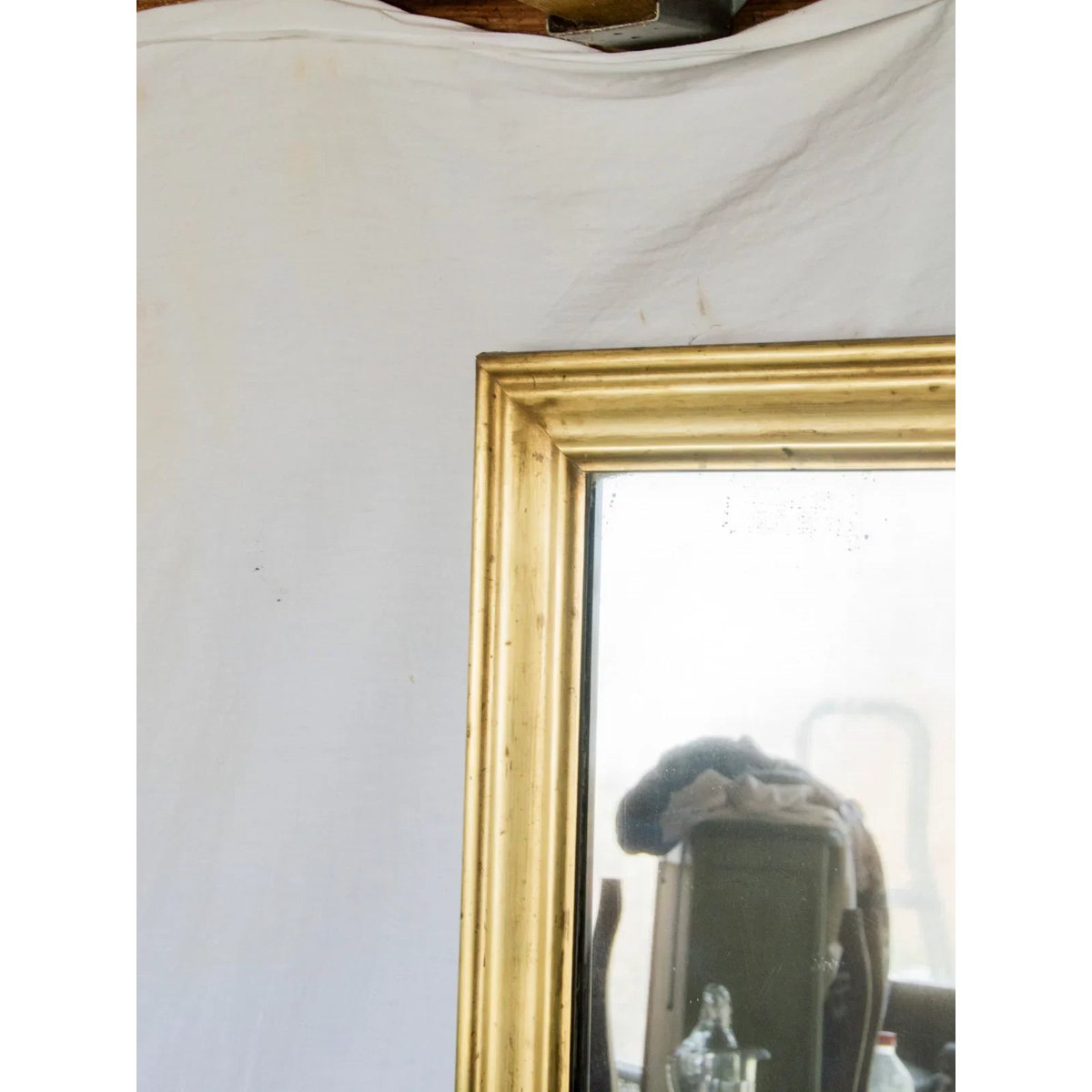 Miroir en chêne et laiton Georges N°1107 - Bon état doré, DEBONGOUT